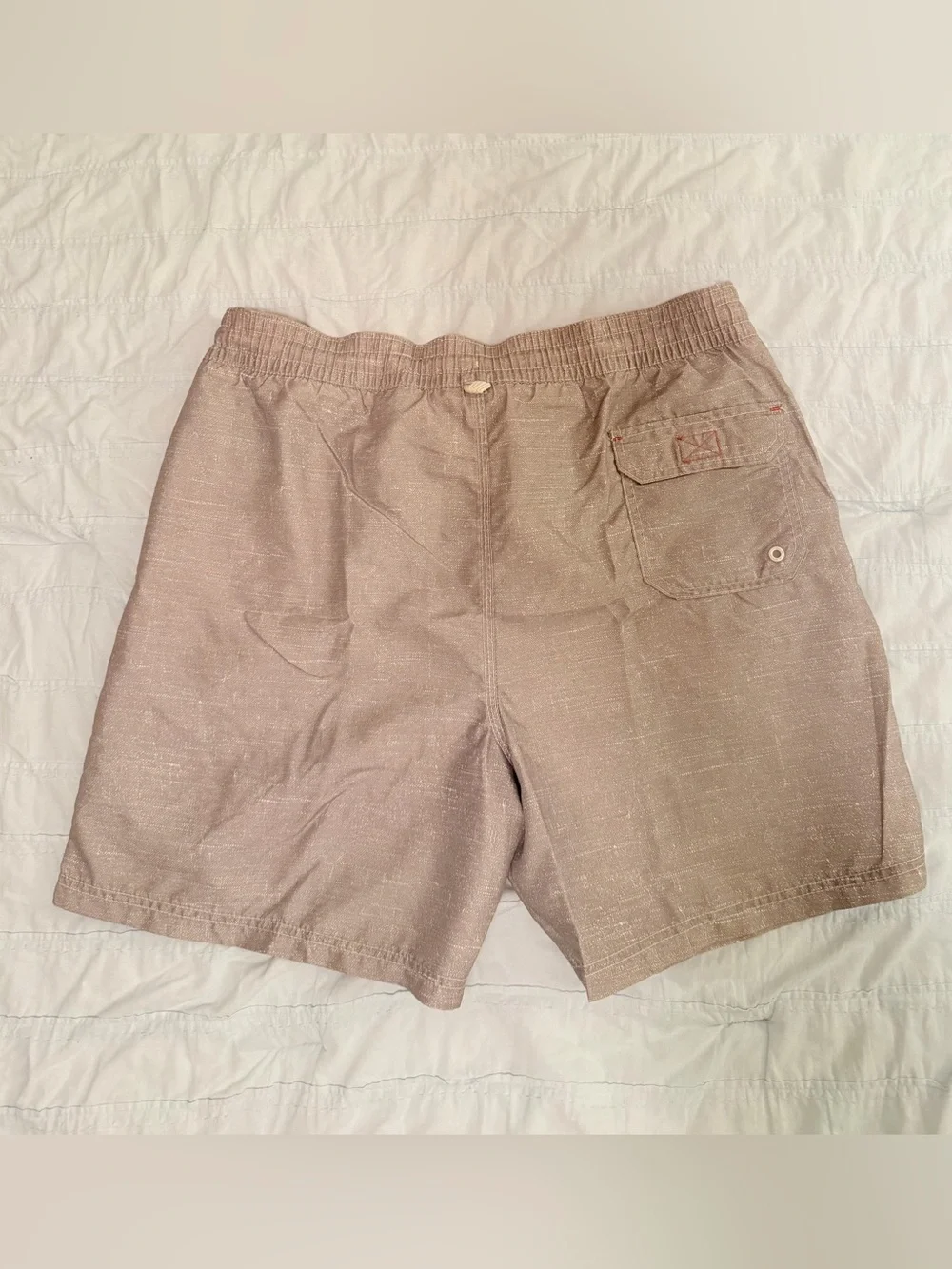 Caribbean Joe Beige Swim Trunks with Orange Waistband